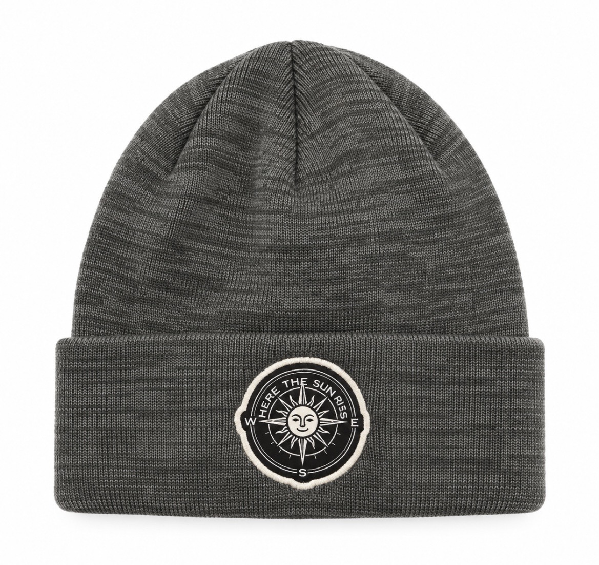 Cuff Beanie Sun Compass — Heather Grey